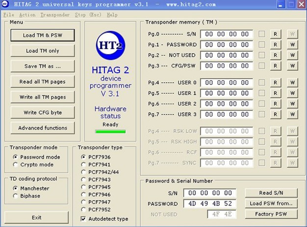 Hitag2 V3.1 প্রোগ্রামার সফ্টওয়্যার 1
